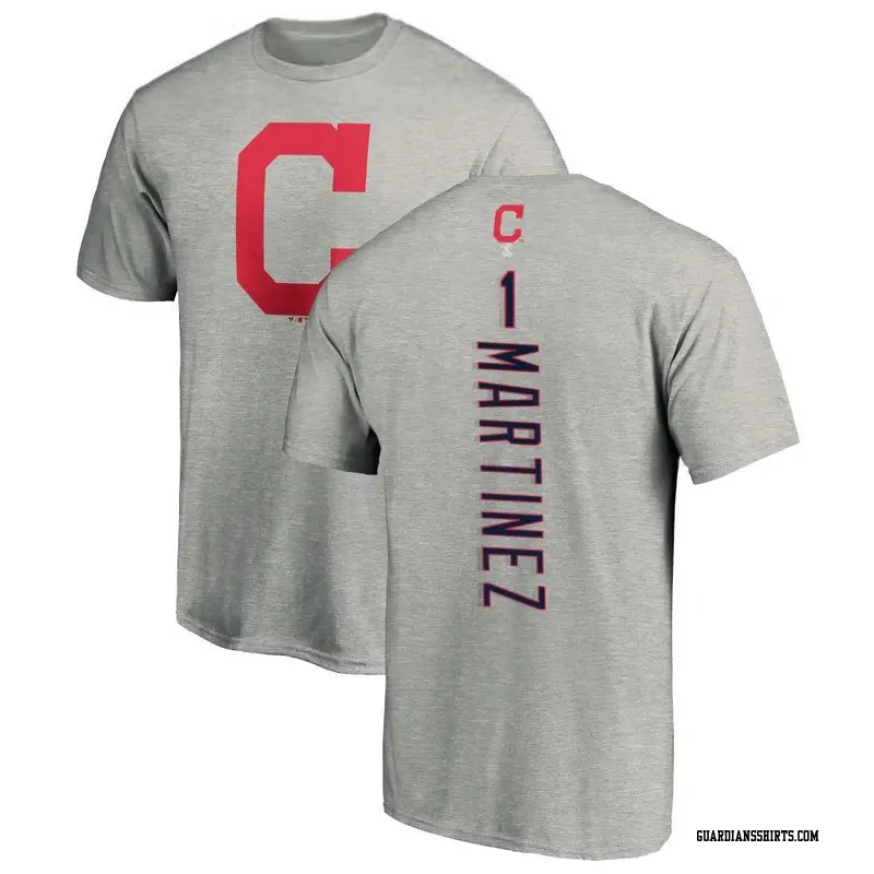 Men's Cleveland Guardians ＃1 Angel Martinez Ash Backer T-Shirt