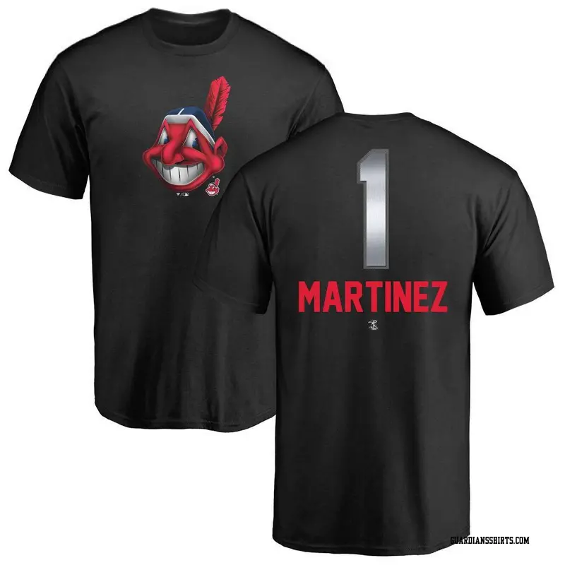 Men's Cleveland Guardians ＃1 Angel Martinez Black Midnight Mascot T-Shirt