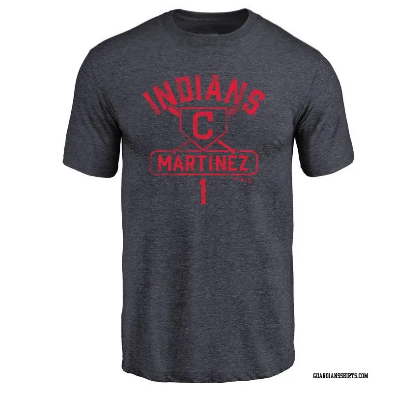 Men's Cleveland Guardians ＃1 Angel Martinez Navy Base Runner T-Shirt