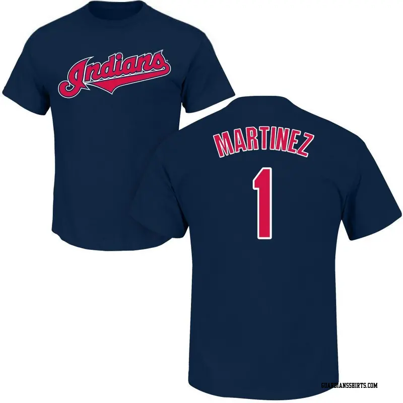 Men's Cleveland Guardians ＃1 Angel Martinez Navy Roster Name & Number T-Shirt