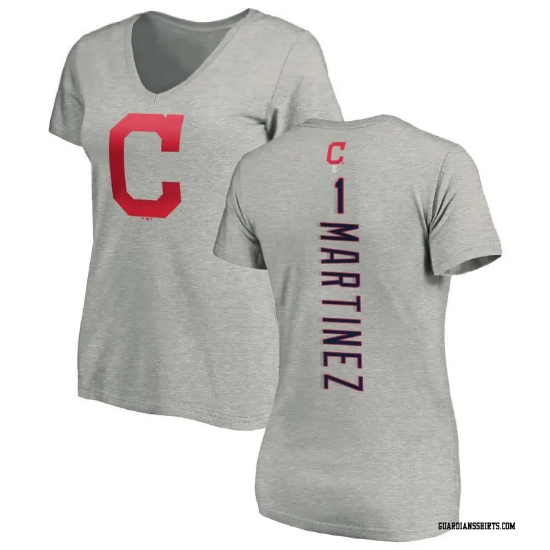 Women's Cleveland Guardians ＃1 Angel Martinez Ash Backer Slim Fit T-Shirt