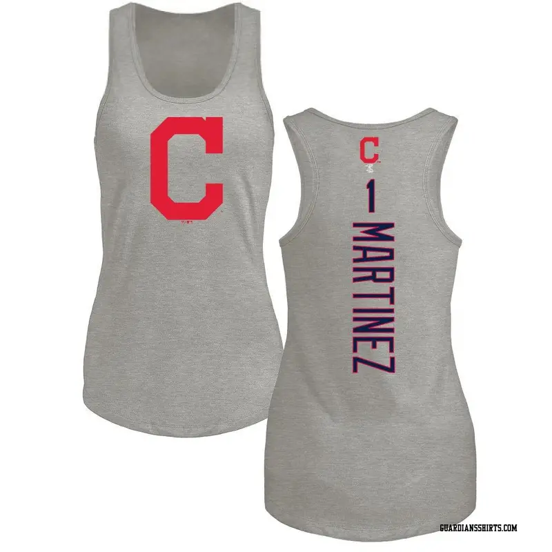 Women's Cleveland Guardians ＃1 Angel Martinez Ash Backer Tank Top
