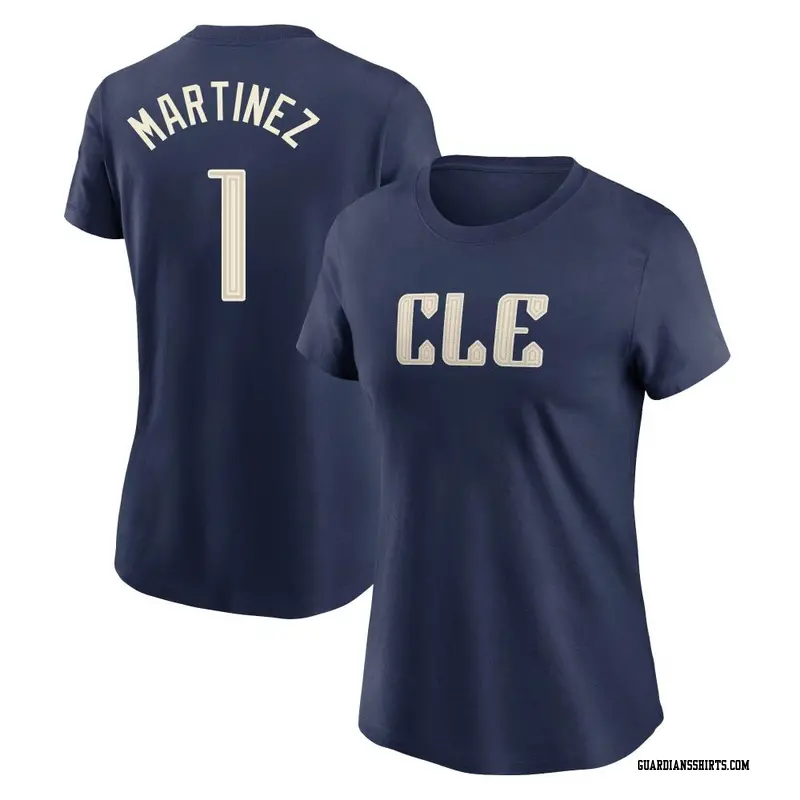 Women's Cleveland Guardians ＃1 Angel Martinez Navy 2024 City Connect T-Shirt