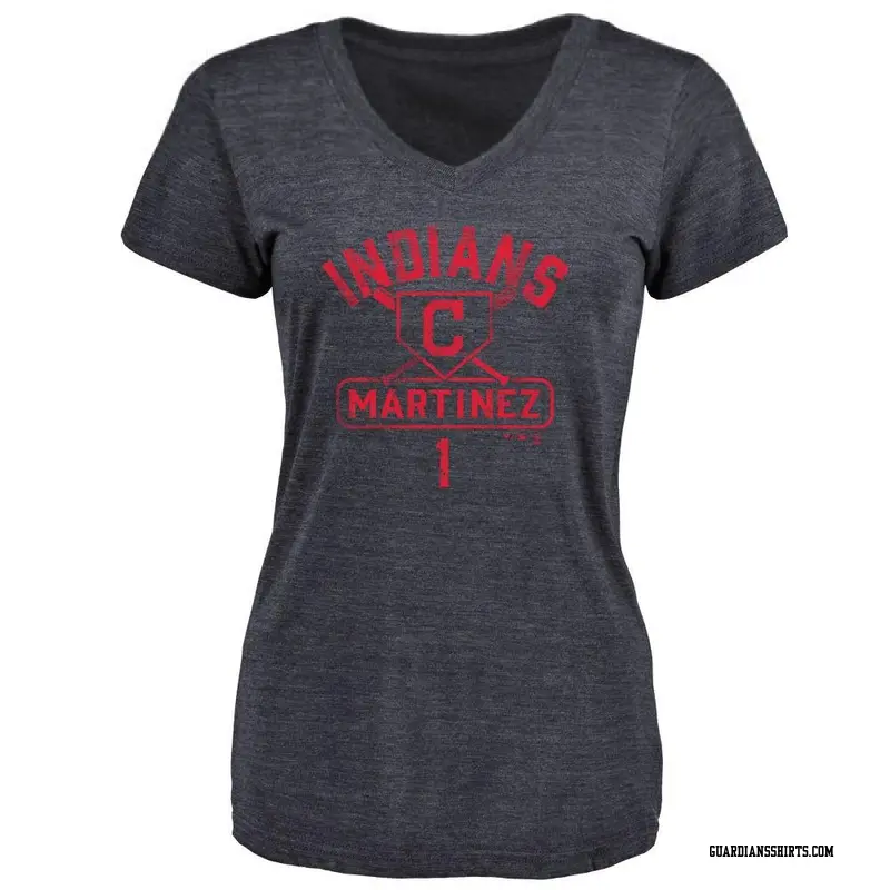 Women's Cleveland Guardians ＃1 Angel Martinez Navy Base Runner T-Shirt